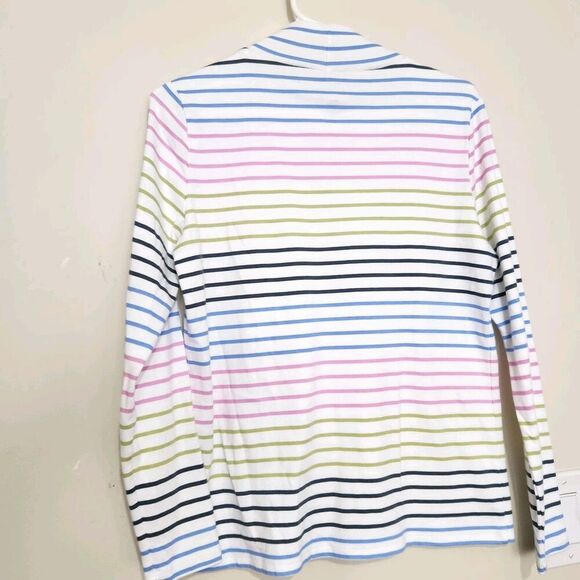 Croft Barrow Top Size Medium Striped 100% Cotton Mock Neck Longsleeve - Picture 3 of 7